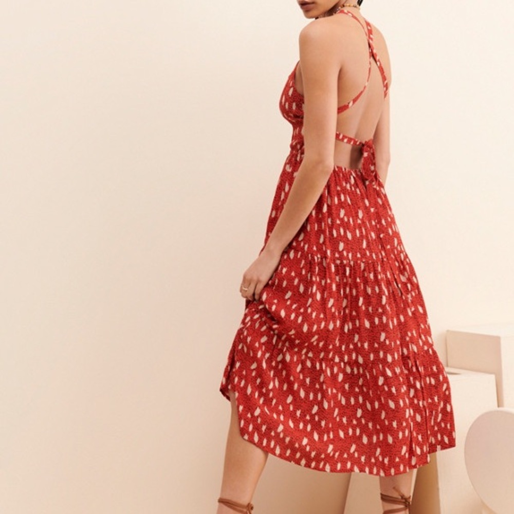 BEACHGOLD Red and White Midi Dress - Picture 2 of 9